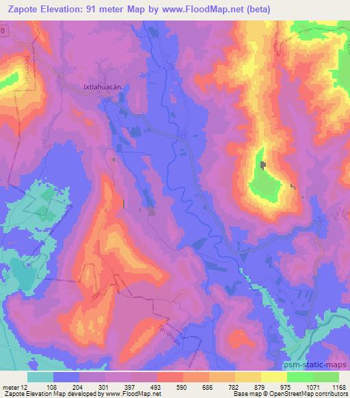 Zapote,Mexico Elevation Map