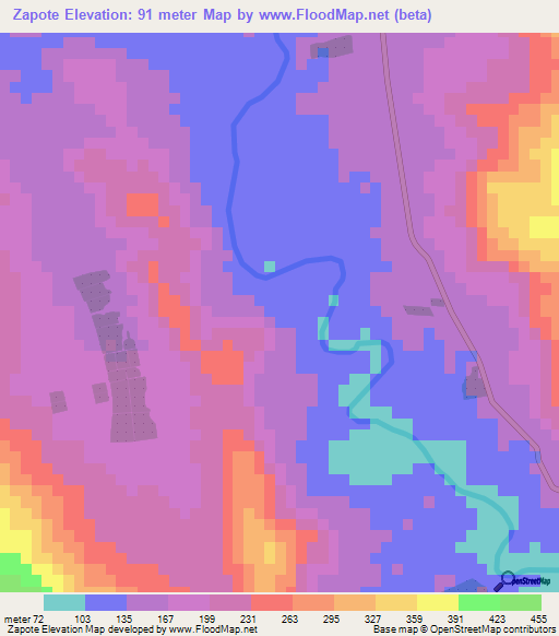 Zapote,Mexico Elevation Map