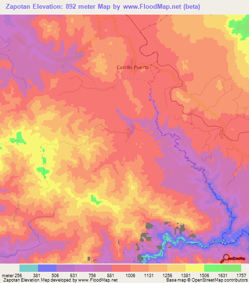 Zapotan,Mexico Elevation Map