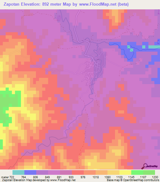 Zapotan,Mexico Elevation Map