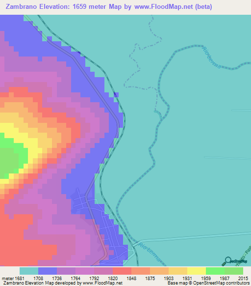 Zambrano,Mexico Elevation Map