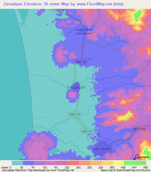 Zacualpan,Mexico Elevation Map