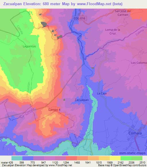 Zacualpan,Mexico Elevation Map