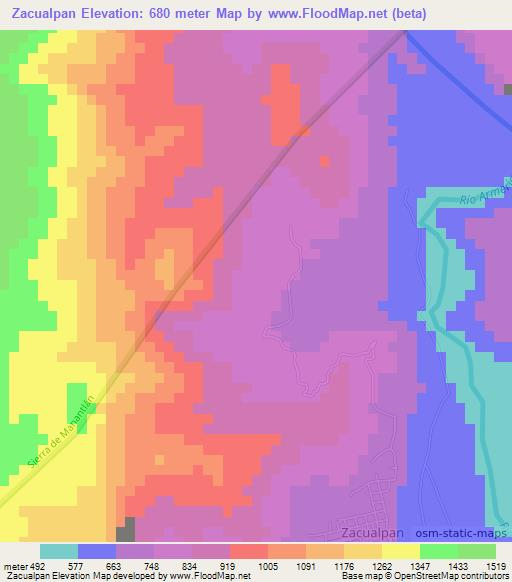 Zacualpan,Mexico Elevation Map