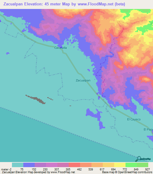 Zacualpan,Mexico Elevation Map