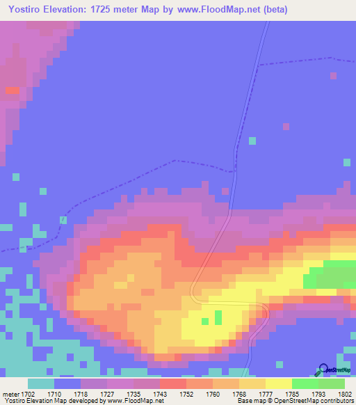 Yostiro,Mexico Elevation Map