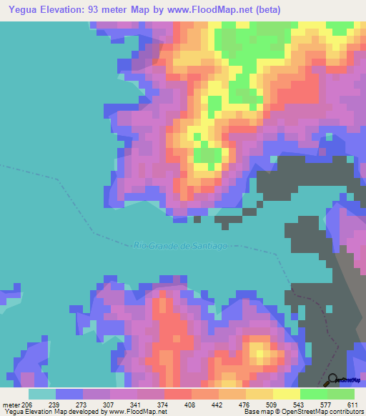 Yegua,Mexico Elevation Map