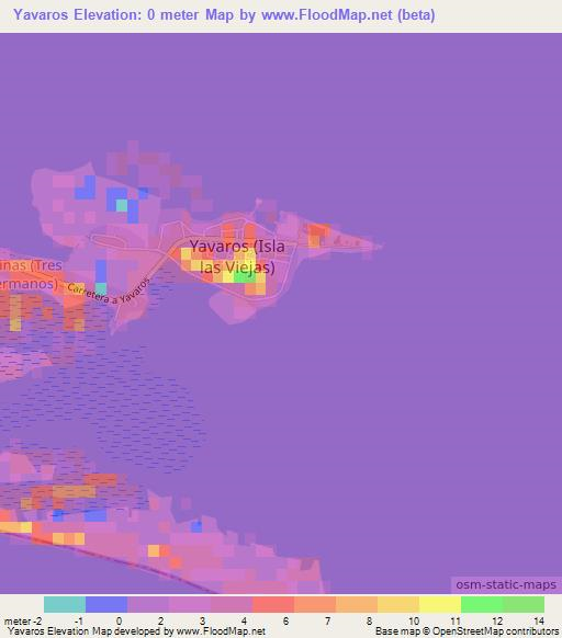 Yavaros,Mexico Elevation Map