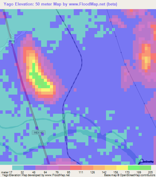 Yago,Mexico Elevation Map