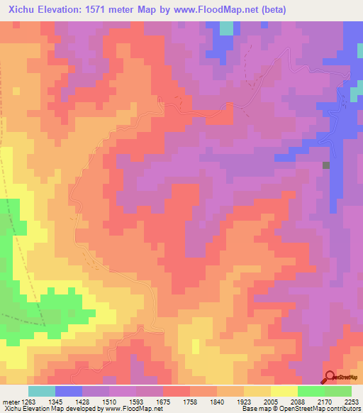 Xichu,Mexico Elevation Map