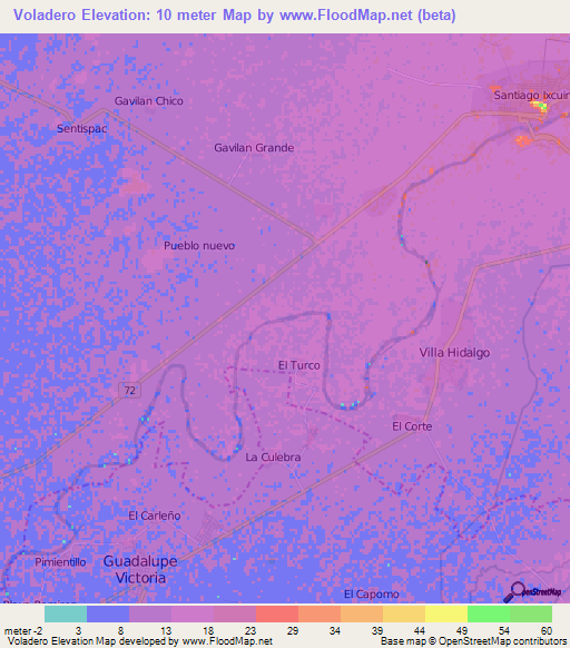 Voladero,Mexico Elevation Map