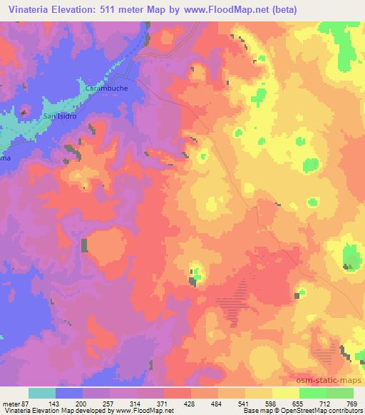 Vinateria,Mexico Elevation Map