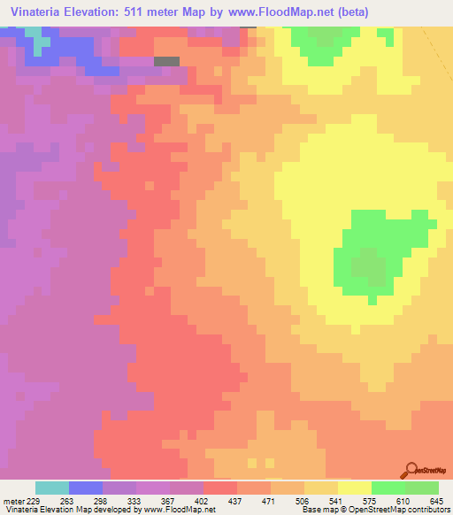 Vinateria,Mexico Elevation Map