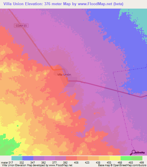 Villa Union,Mexico Elevation Map