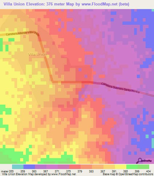 Villa Union,Mexico Elevation Map