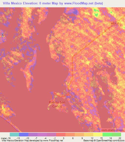 Villa Mexico,Mexico Elevation Map