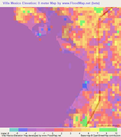 Villa Mexico,Mexico Elevation Map