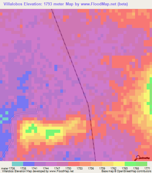 Villalobos,Mexico Elevation Map