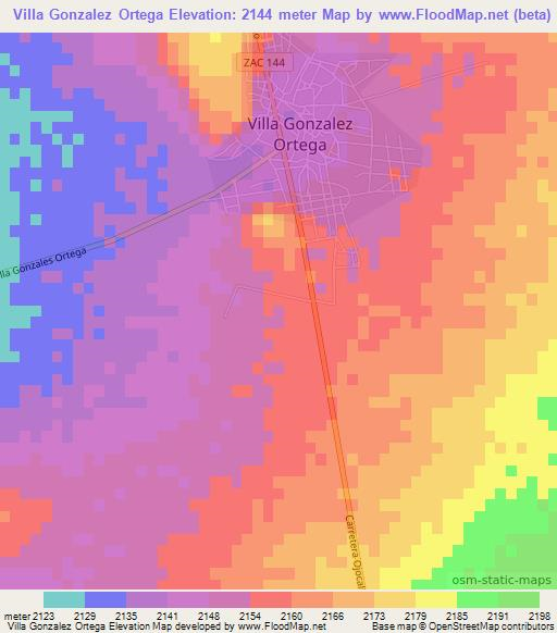 Villa Gonzalez Ortega,Mexico Elevation Map