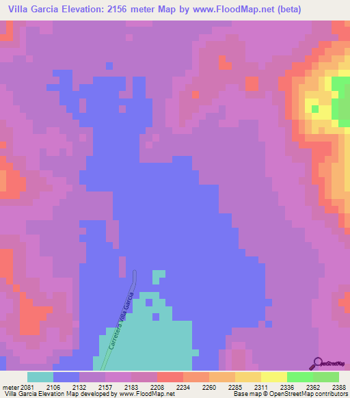 Villa Garcia,Mexico Elevation Map