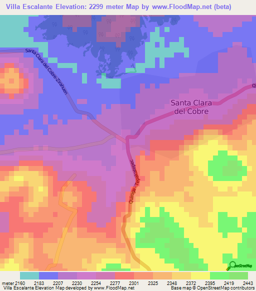 Villa Escalante,Mexico Elevation Map