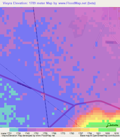 Vieyra,Mexico Elevation Map