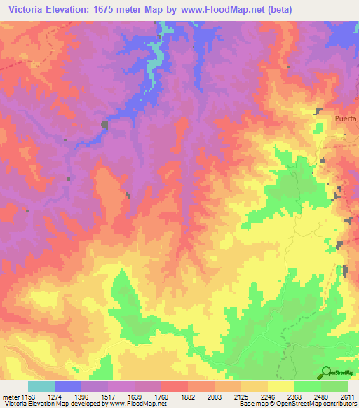 Victoria,Mexico Elevation Map