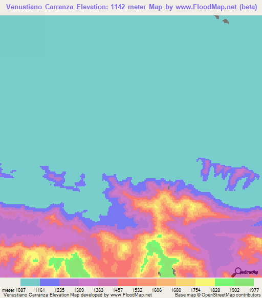 Venustiano Carranza,Mexico Elevation Map