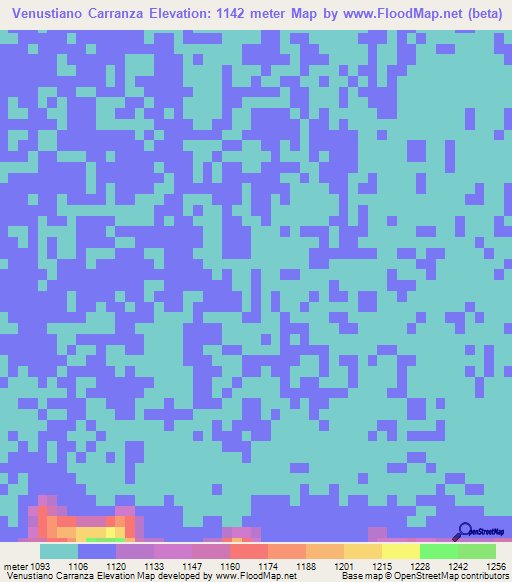 Venustiano Carranza,Mexico Elevation Map