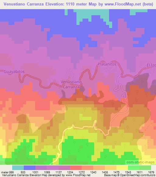 Venustiano Carranza,Mexico Elevation Map