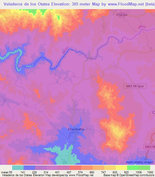 Veladeros de los Otates,Mexico Elevation Map