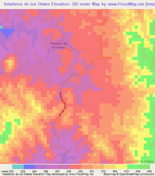 Veladeros de los Otates,Mexico Elevation Map