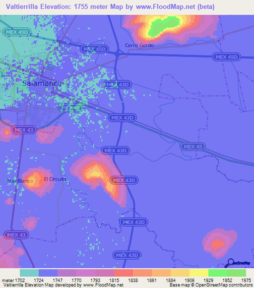 Valtierrilla,Mexico Elevation Map