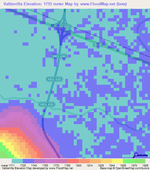 Valtierrilla,Mexico Elevation Map