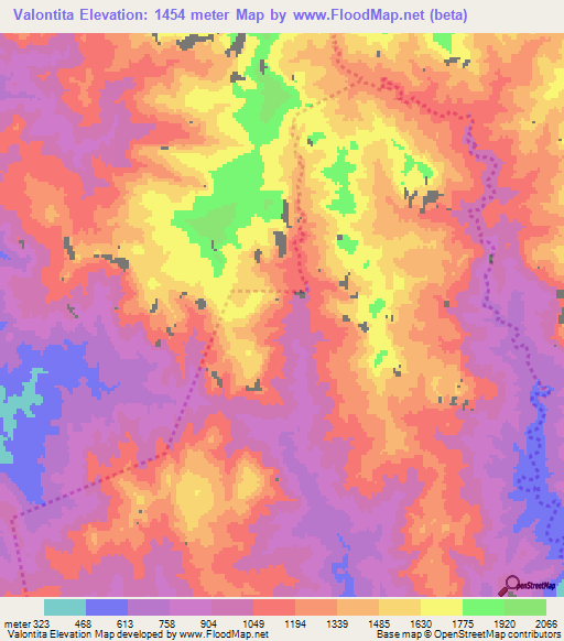 Valontita,Mexico Elevation Map