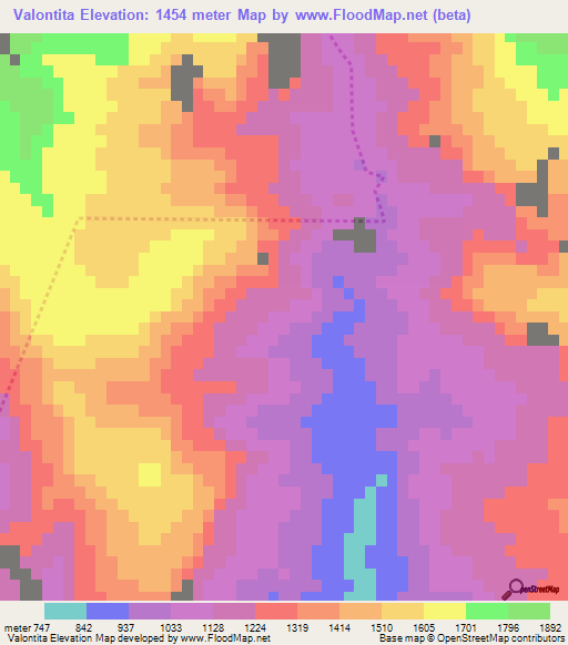 Valontita,Mexico Elevation Map