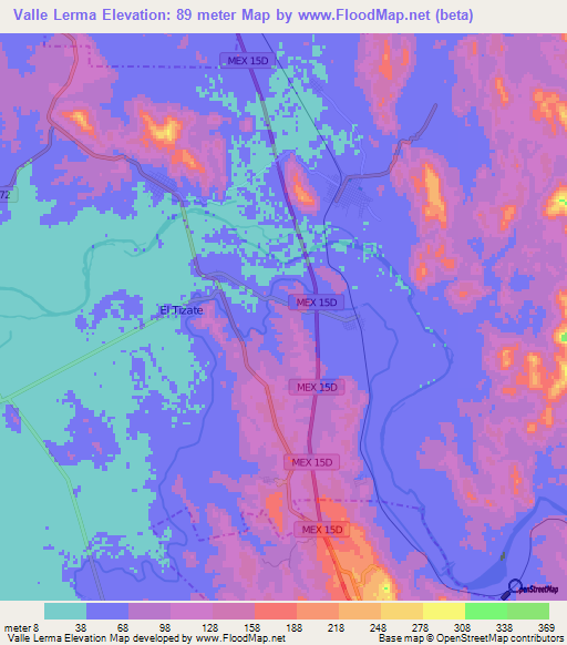 Valle Lerma,Mexico Elevation Map