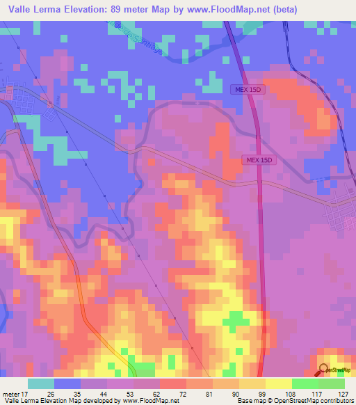 Valle Lerma,Mexico Elevation Map