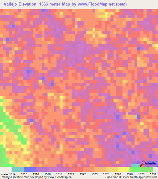 Vallejo,Mexico Elevation Map