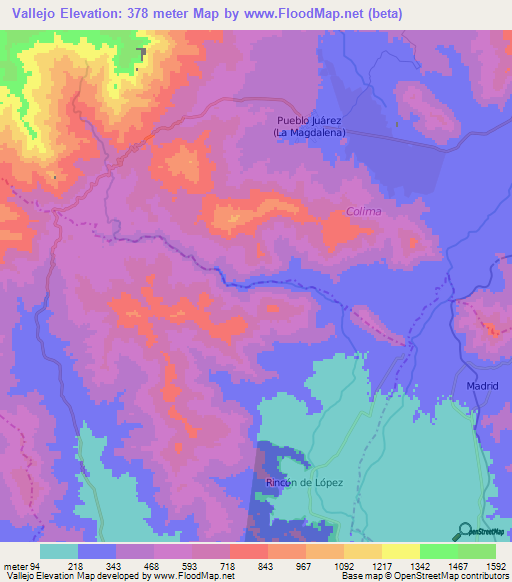 Vallejo,Mexico Elevation Map