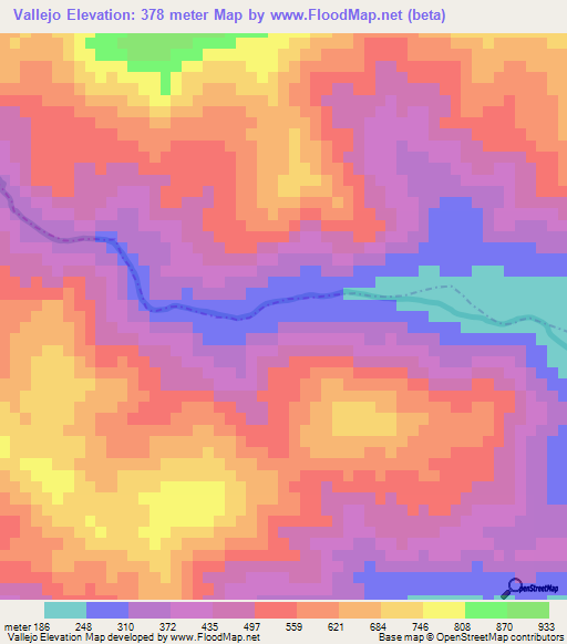 Vallejo,Mexico Elevation Map