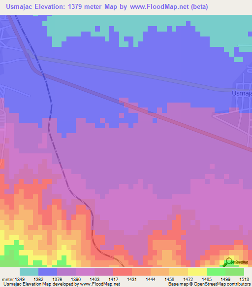 Usmajac,Mexico Elevation Map