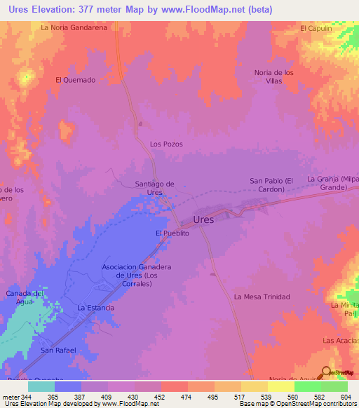 Ures,Mexico Elevation Map