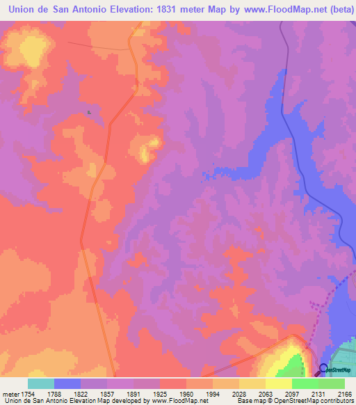 Union de San Antonio,Mexico Elevation Map