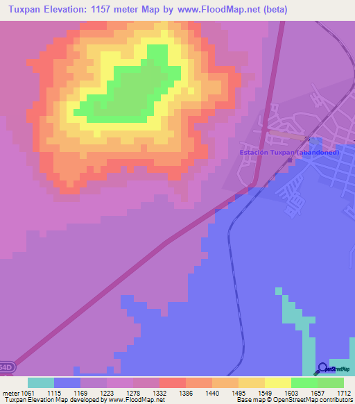 Tuxpan,Mexico Elevation Map