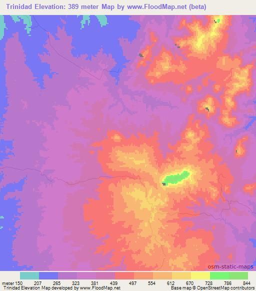 Trinidad,Mexico Elevation Map