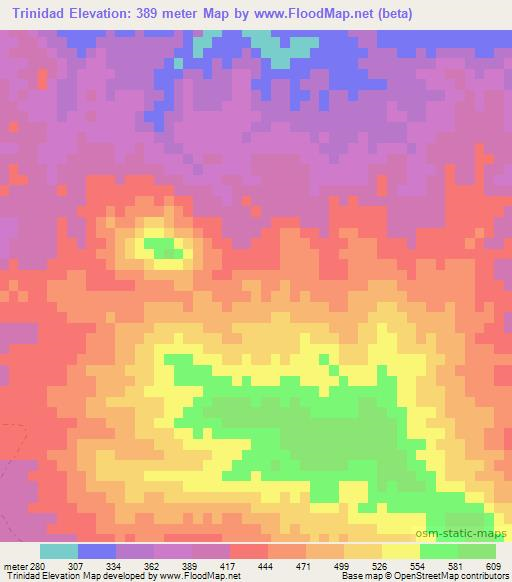 Trinidad,Mexico Elevation Map