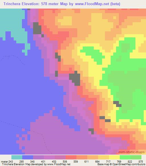 Trinchera,Mexico Elevation Map