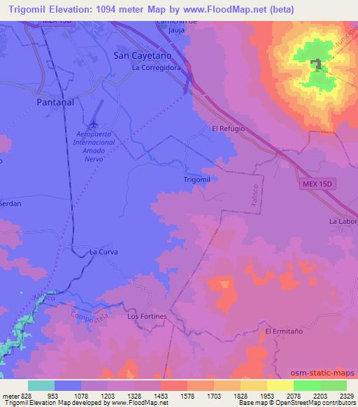 Trigomil,Mexico Elevation Map