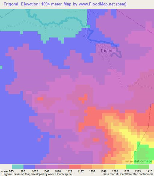 Trigomil,Mexico Elevation Map